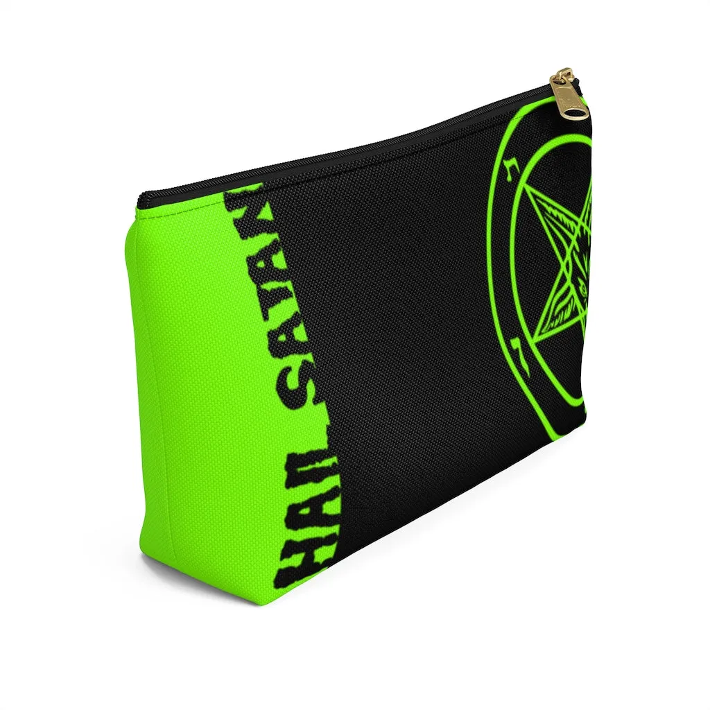 Hail Satan Baphomet - Neon Green -  Accessory Pouch w T-bottom