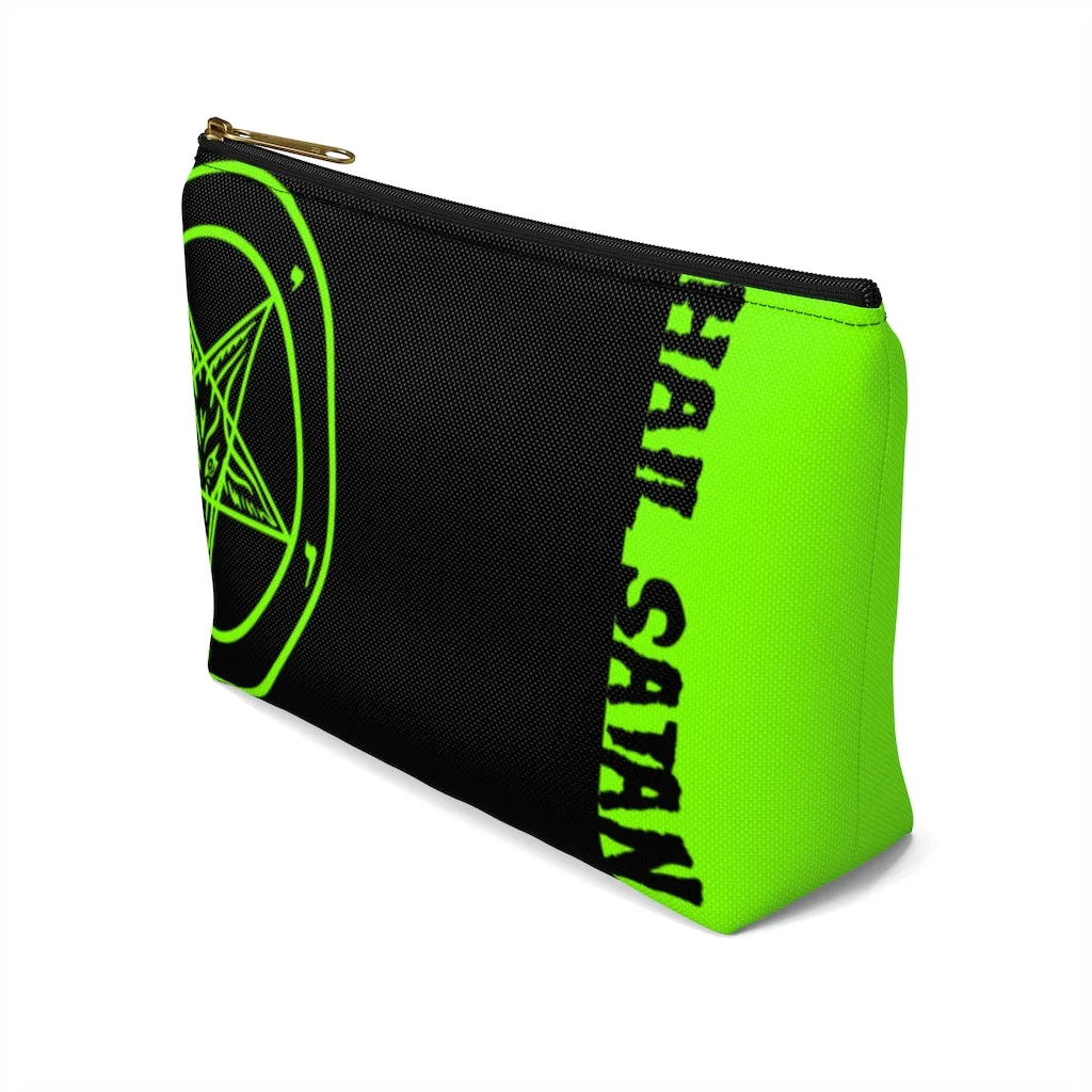 Hail Satan Baphomet - Neon Green -  Accessory Pouch w T-bottom
