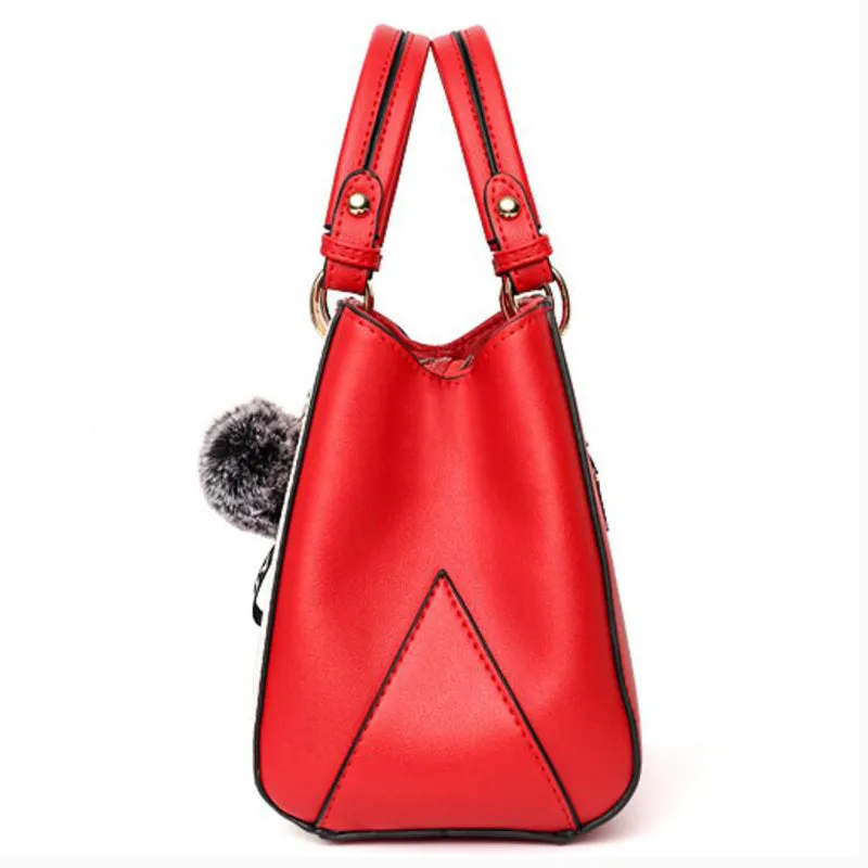 Hairball Ornaments Totes Patchwork Handbag Party Purse Ladies Messenger Crossbody Shoulder Bags Women Handbags