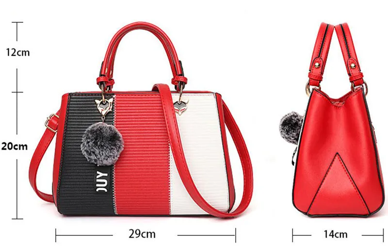 Hairball Ornaments Totes Patchwork Handbag Party Purse Ladies Messenger Crossbody Shoulder Bags Women Handbags