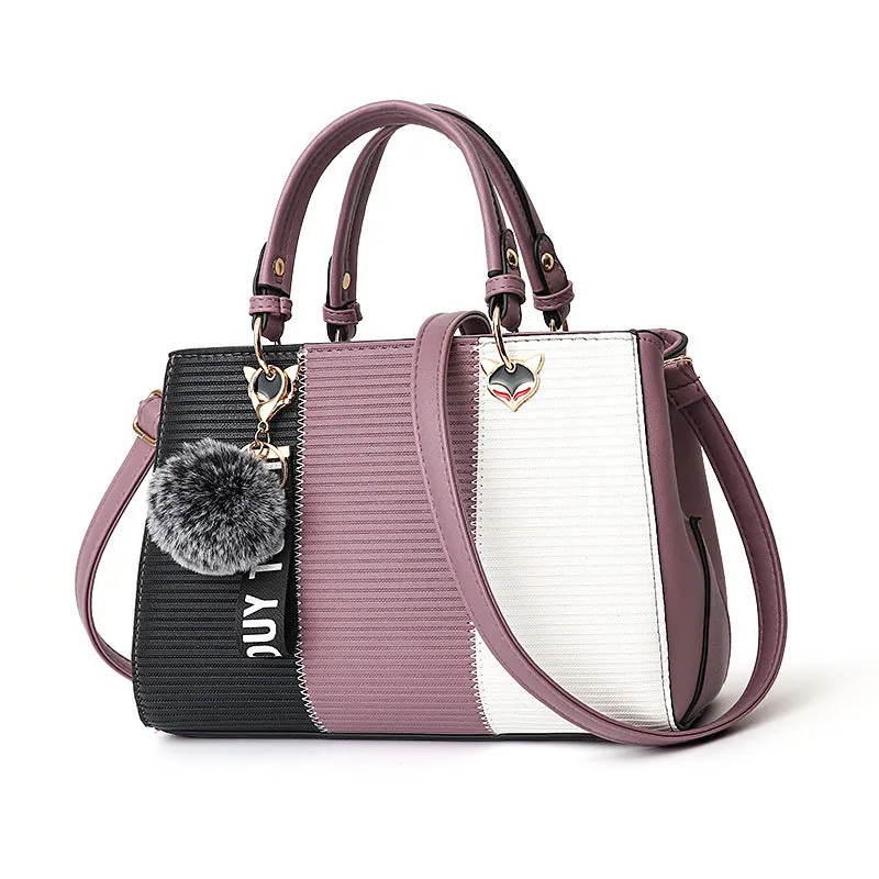 Hairball Ornaments Totes Patchwork Handbag Party Purse Ladies Messenger Crossbody Shoulder Bags Women Handbags
