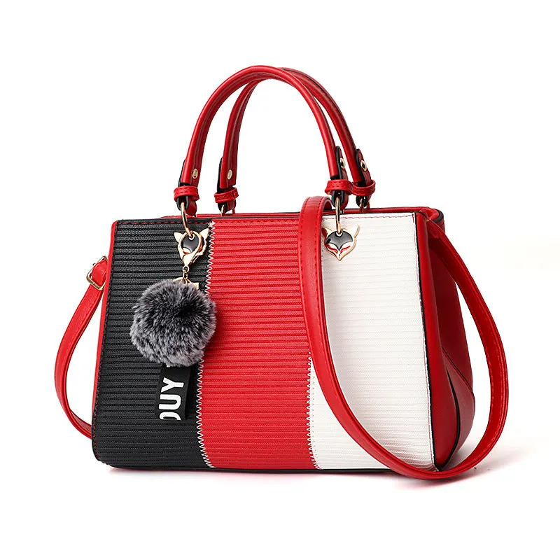Hairball Ornaments Totes Patchwork Handbag Party Purse Ladies Messenger Crossbody Shoulder Bags Women Handbags