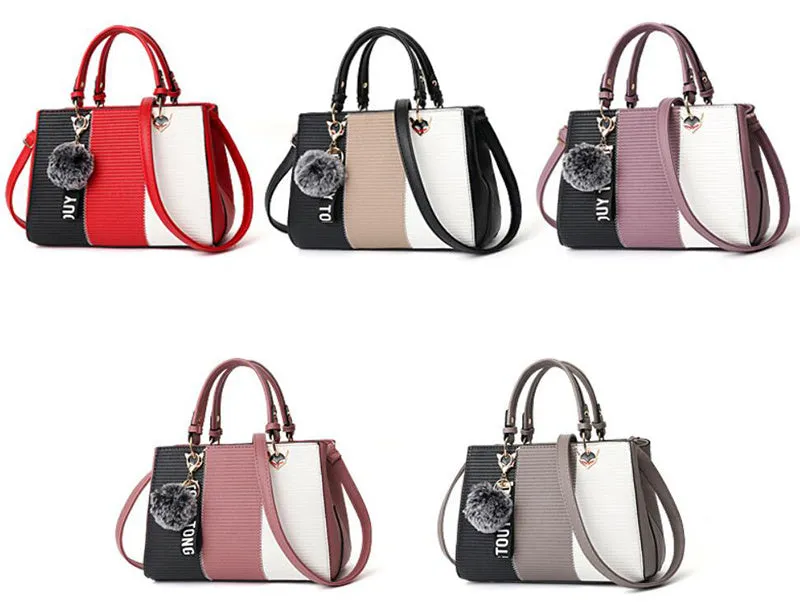Hairball Ornaments Totes Patchwork Handbag Party Purse Ladies Messenger Crossbody Shoulder Bags Women Handbags