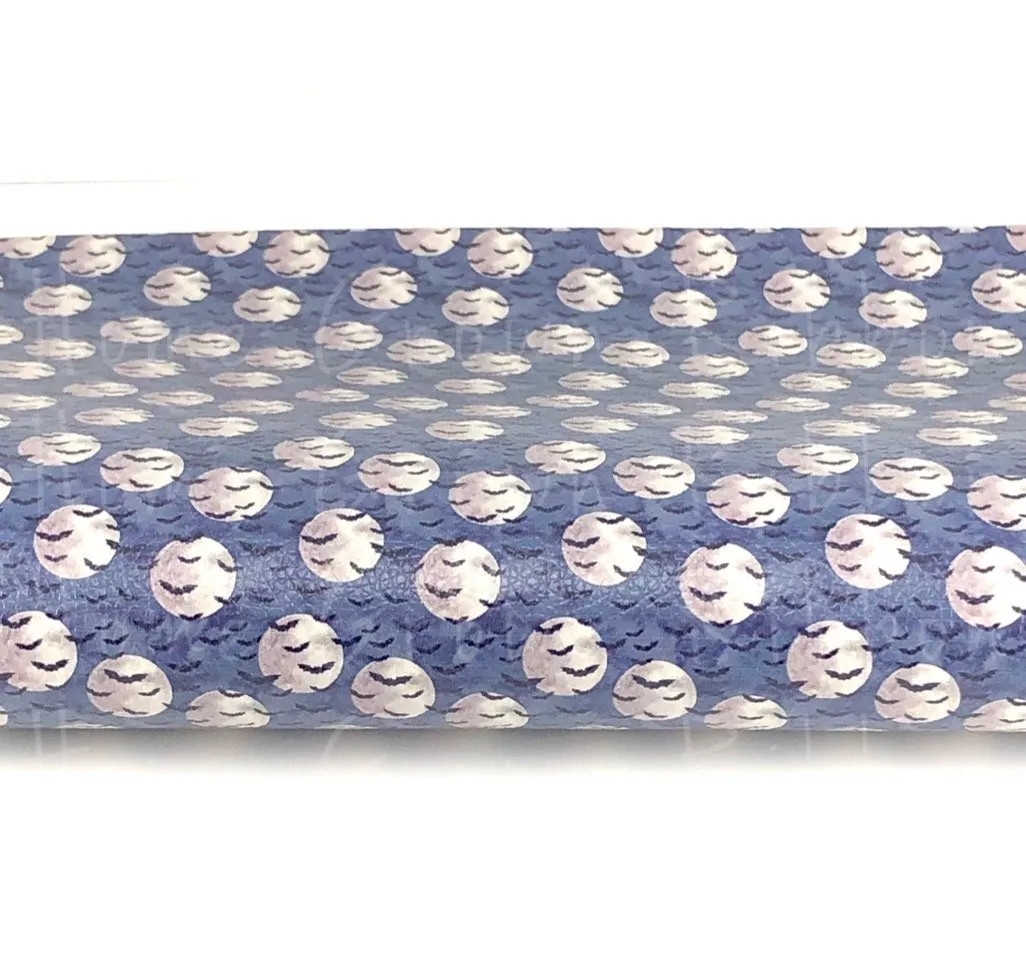 Halloween Bats and Moon Synthetic Leather Sheet USDR