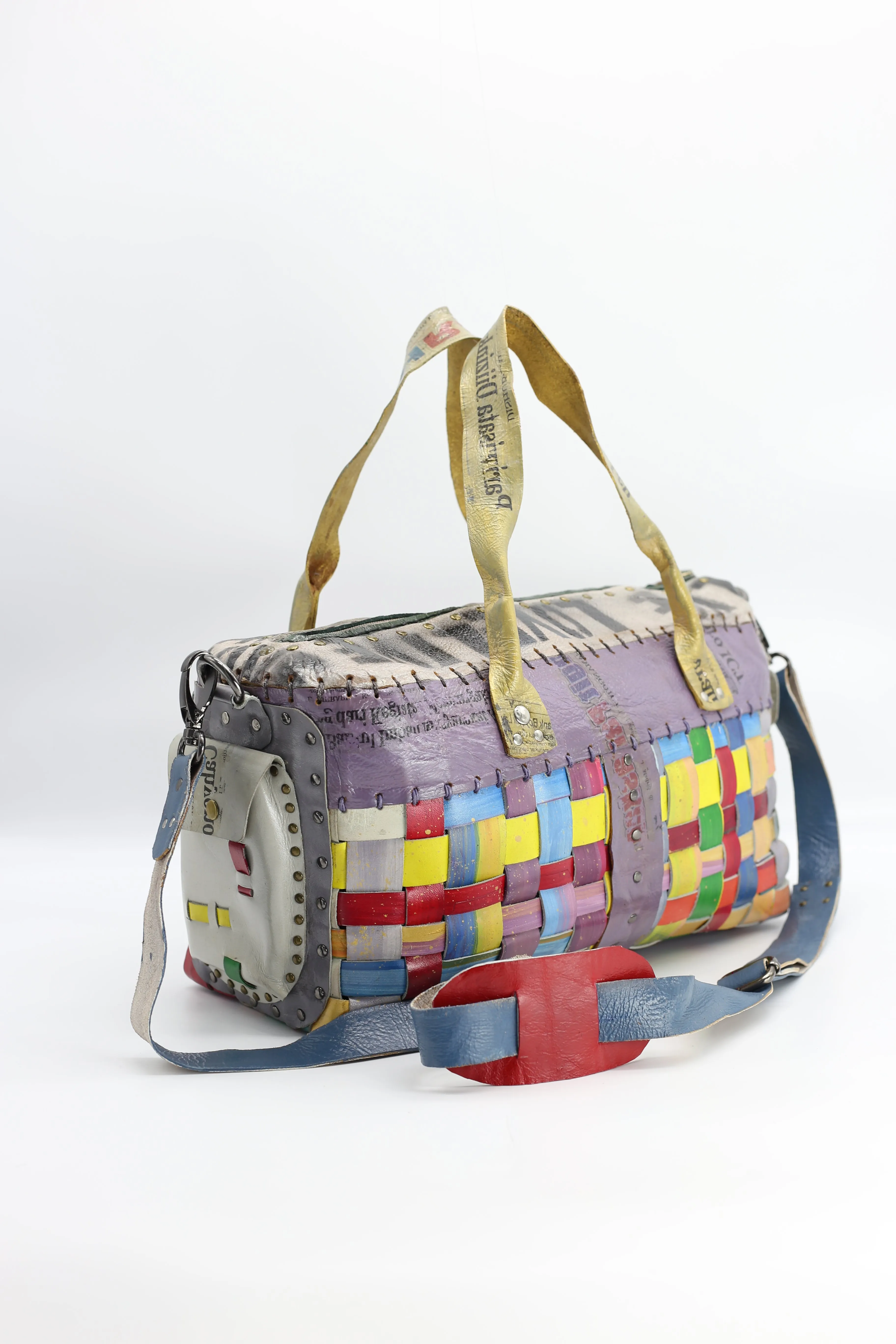 Hand Crafted Rainbow Travel Bag With LOVE From Recycled Leather