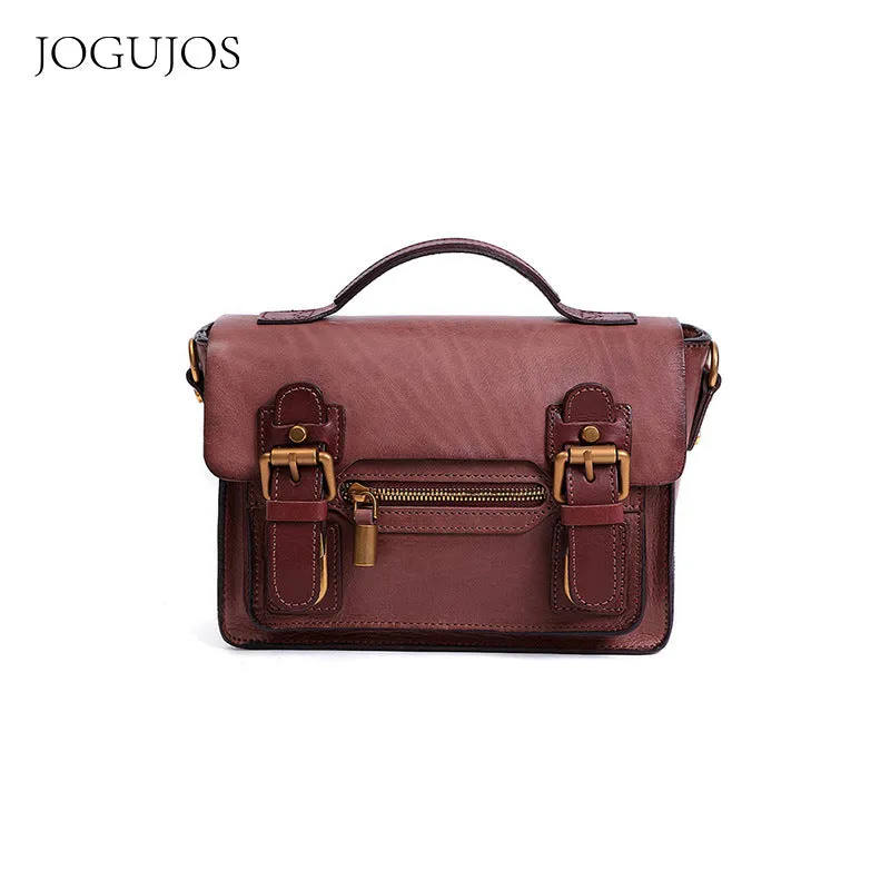Handmade Small Leather Womens Satchel Shoulder Bags Black Handbag Crossbody Purse for Ladies