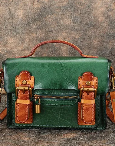 Handmade Small Leather Womens Satchel Shoulder Bags Black Handbag Crossbody Purse for Ladies
