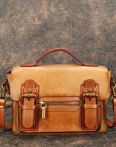 Handmade Small Leather Womens Satchel Shoulder Bags Black Handbag Crossbody Purse for Ladies