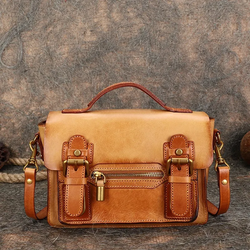Handmade Small Leather Womens Satchel Shoulder Bags Green Handbag Crossbody Purse for Ladies