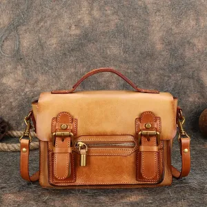 Handmade Small Leather Womens Satchel Shoulder Bags Green Handbag Crossbody Purse for Ladies