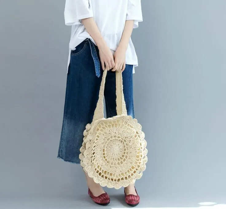 Handmade Straw Vintage Rattan Knitted Travel Bags