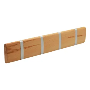 Harbour Housewares Wall Mounted Coat Rack - 4 Hooks - Natural