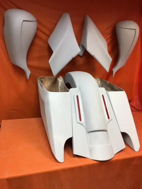 Harley Davidson 5" Fifty Five Stretched Saddlebag LED Fender Tank Shroud Side Covers Full Body Kit
