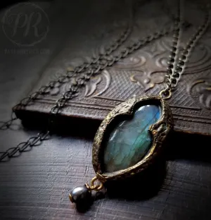 Hercynia ~ Labradorite & Pearl Gothic Arch Amulet