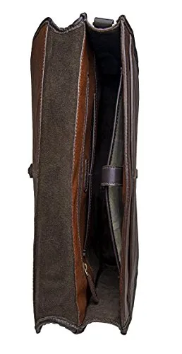 Hidesign Harrison Buffalo Leather Laptop Briefcase, Brown