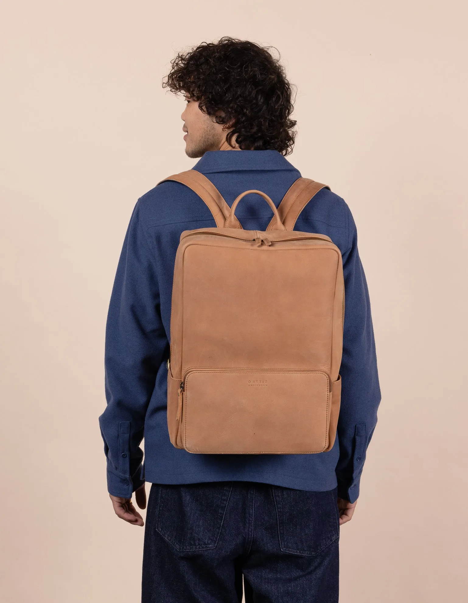 John Backpack Midi Camel Hunter Leather