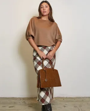 Juliette leather bag croco embossed brown