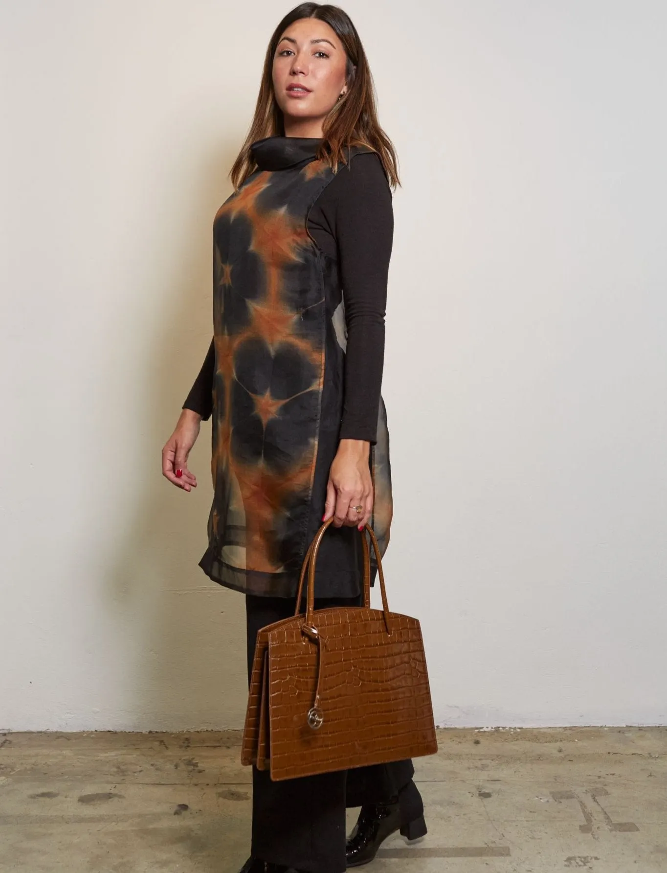 Juliette leather bag croco embossed brown