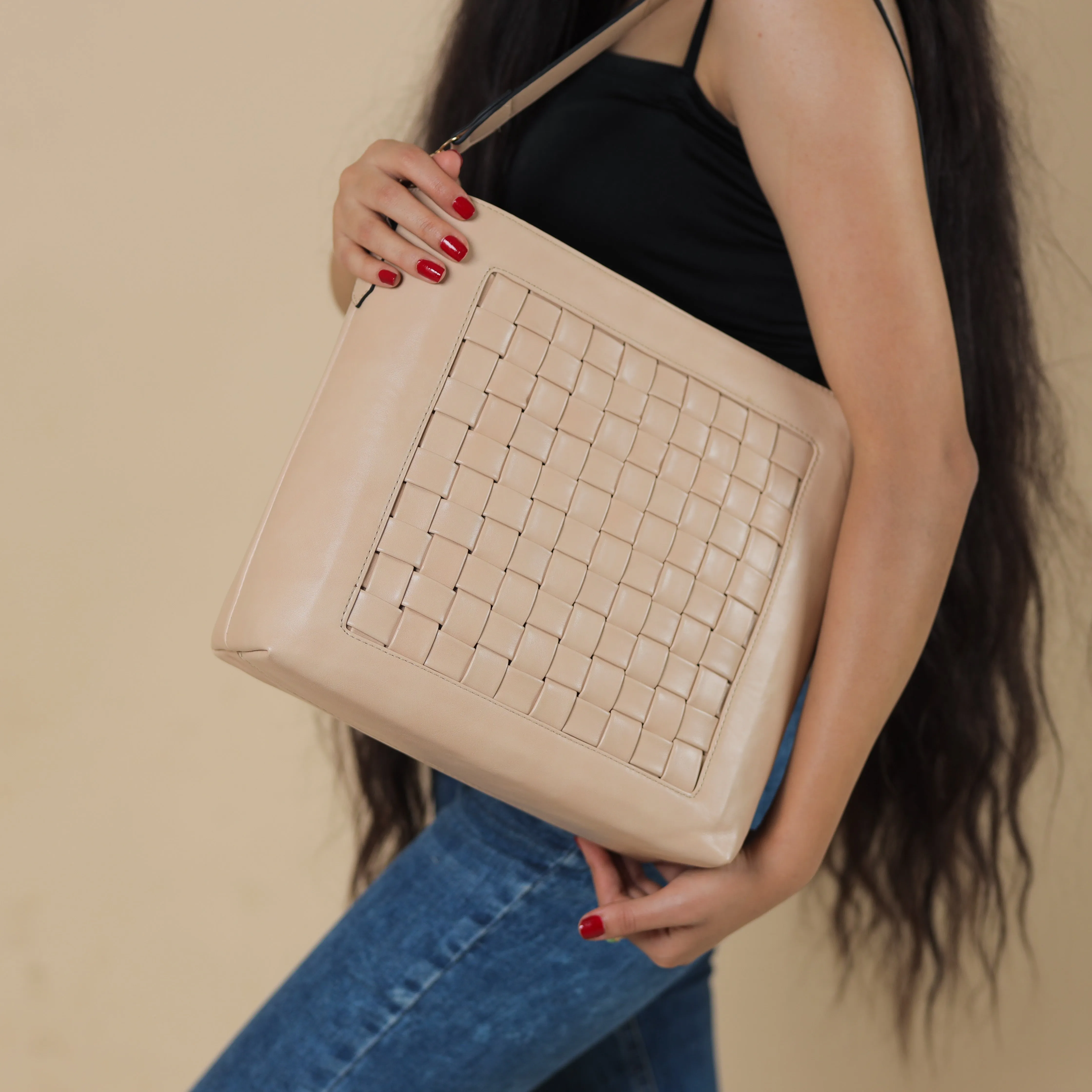 Şıklığın Çantası Leather Crossbag - Beige