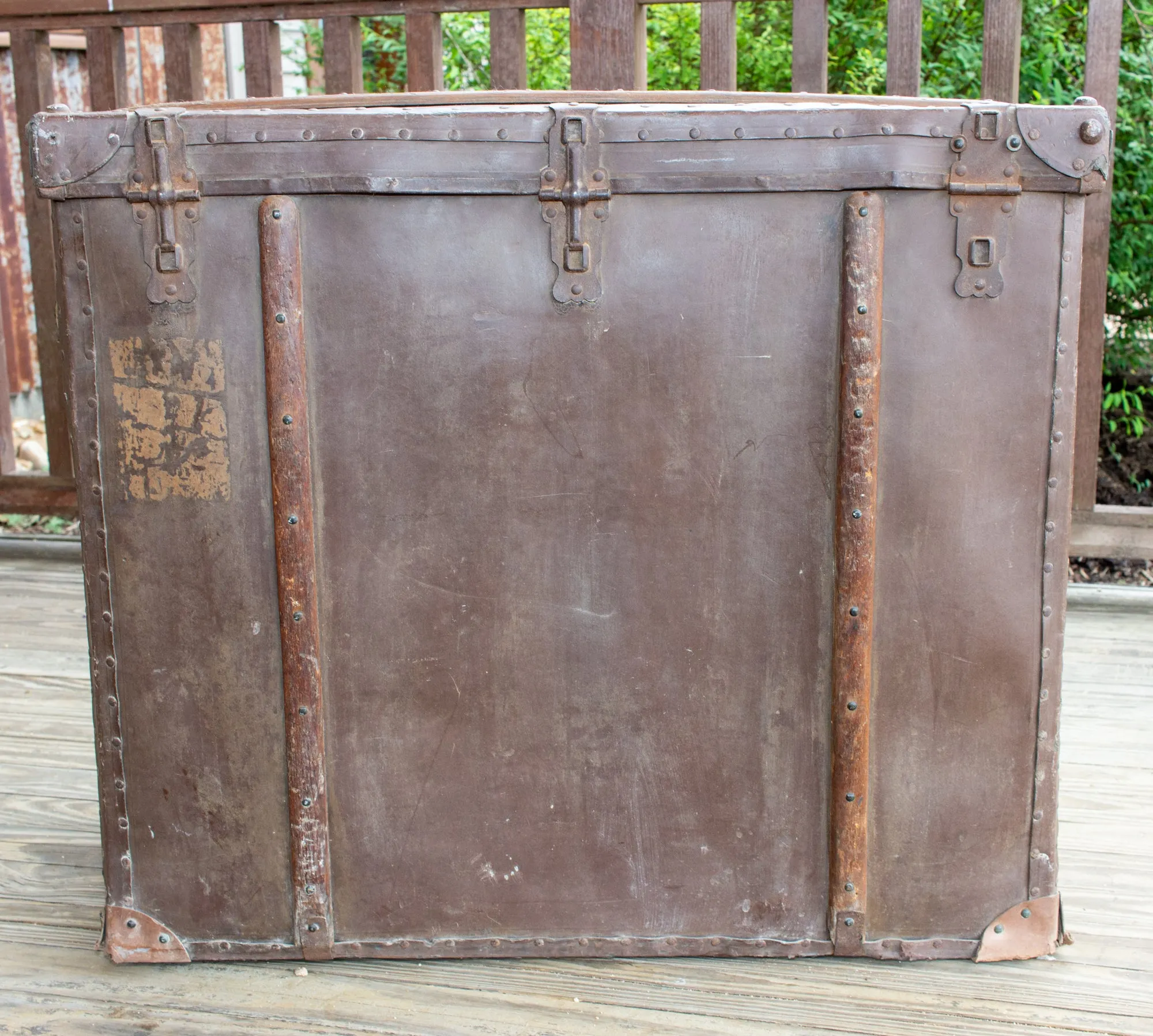 Large Antique Spanish Leather Trunk Made by Absil