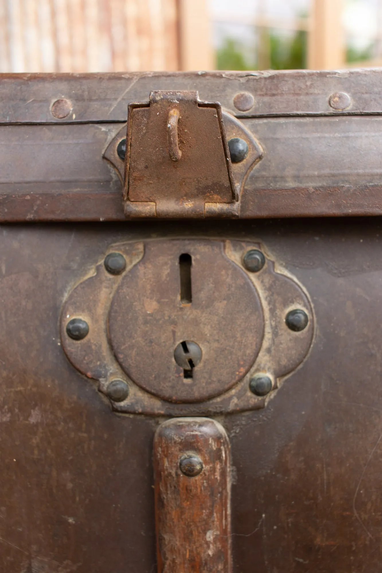 Large Antique Spanish Leather Trunk Made by Absil