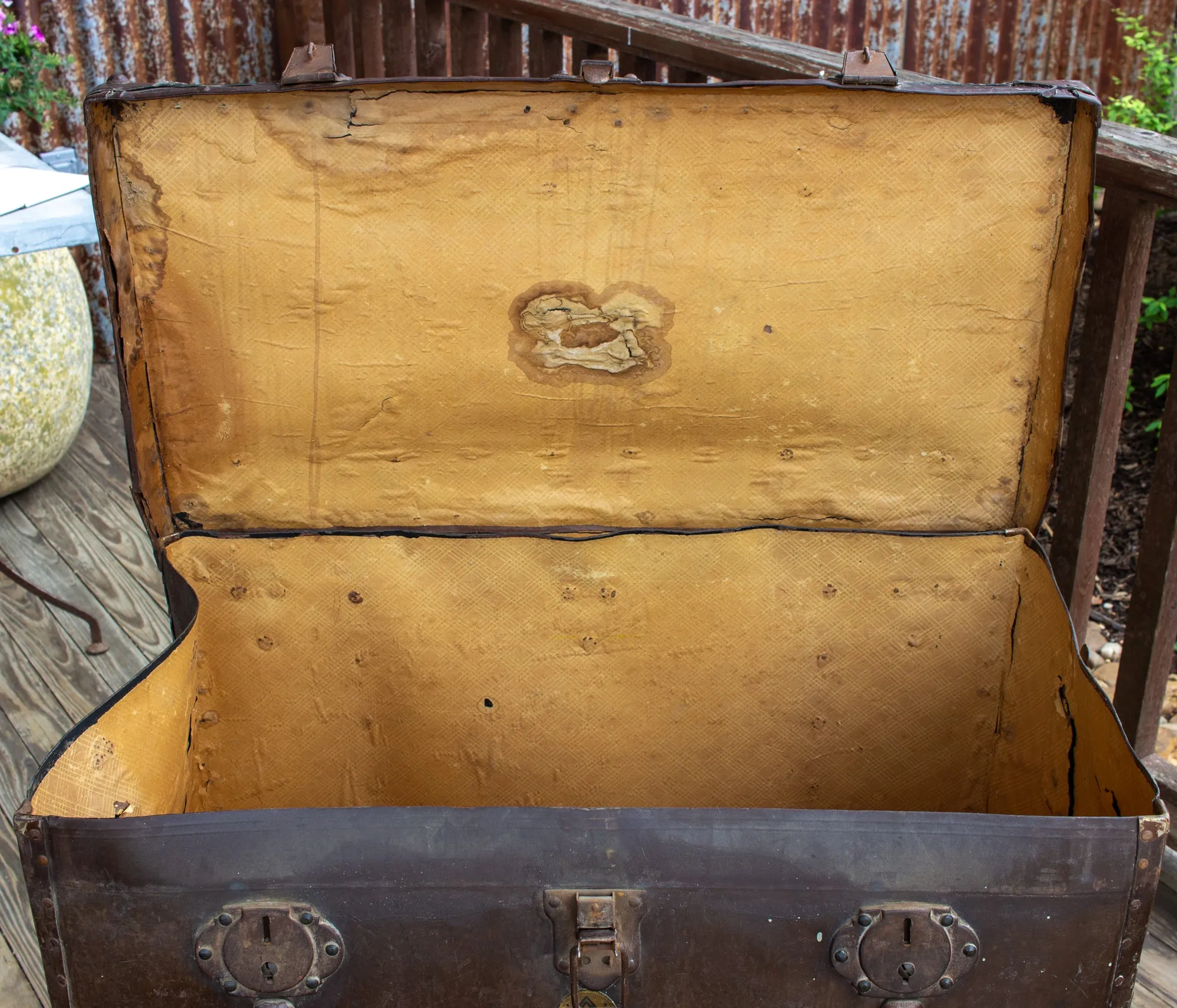 Large Antique Spanish Leather Trunk Made by Absil