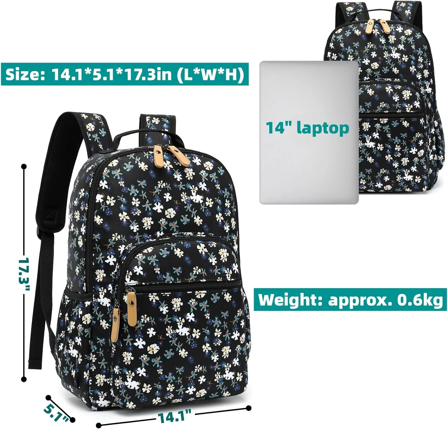 Leaper Water-resistant Floral Backpack Travel Bag bags Satchel