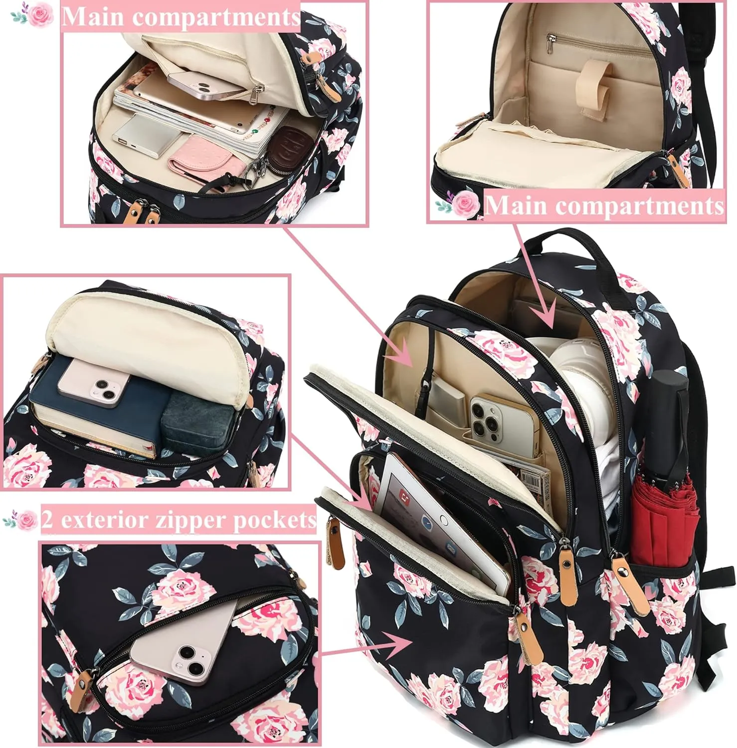 Leaper Water-resistant Floral Backpack Travel Bag bags Satchel