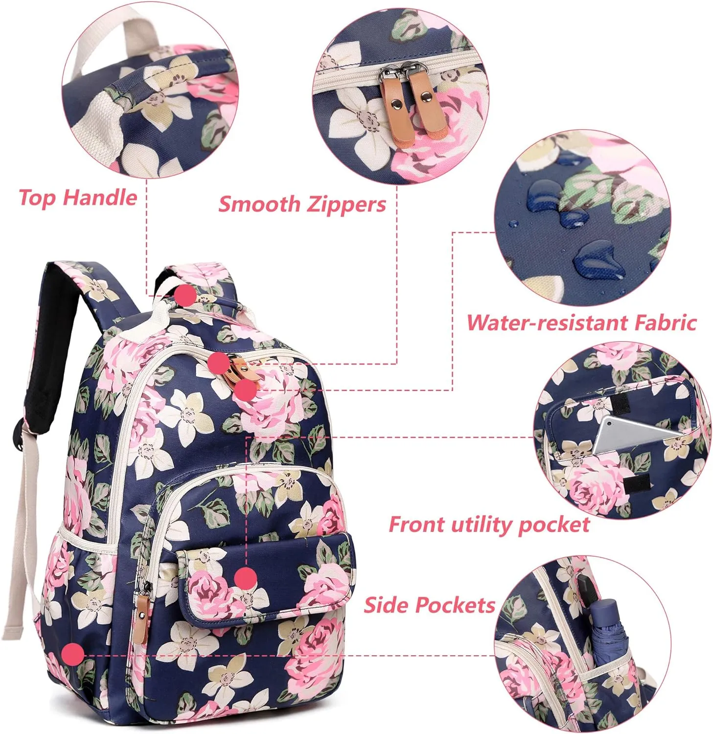 Leaper Water-resistant Floral Backpack Travel Bag bags Satchel