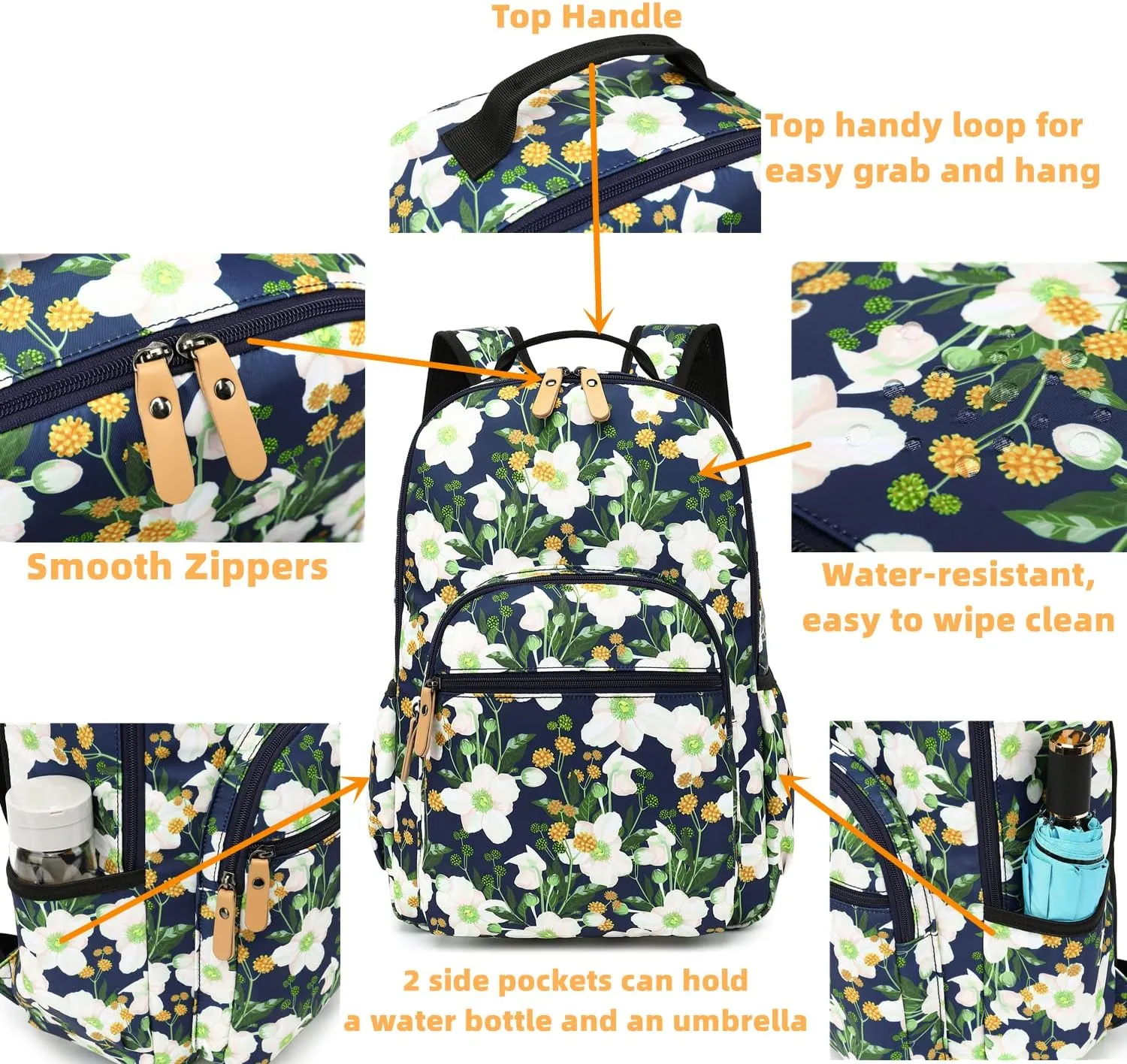 Leaper Water-resistant Floral Backpack Travel Bag bags Satchel