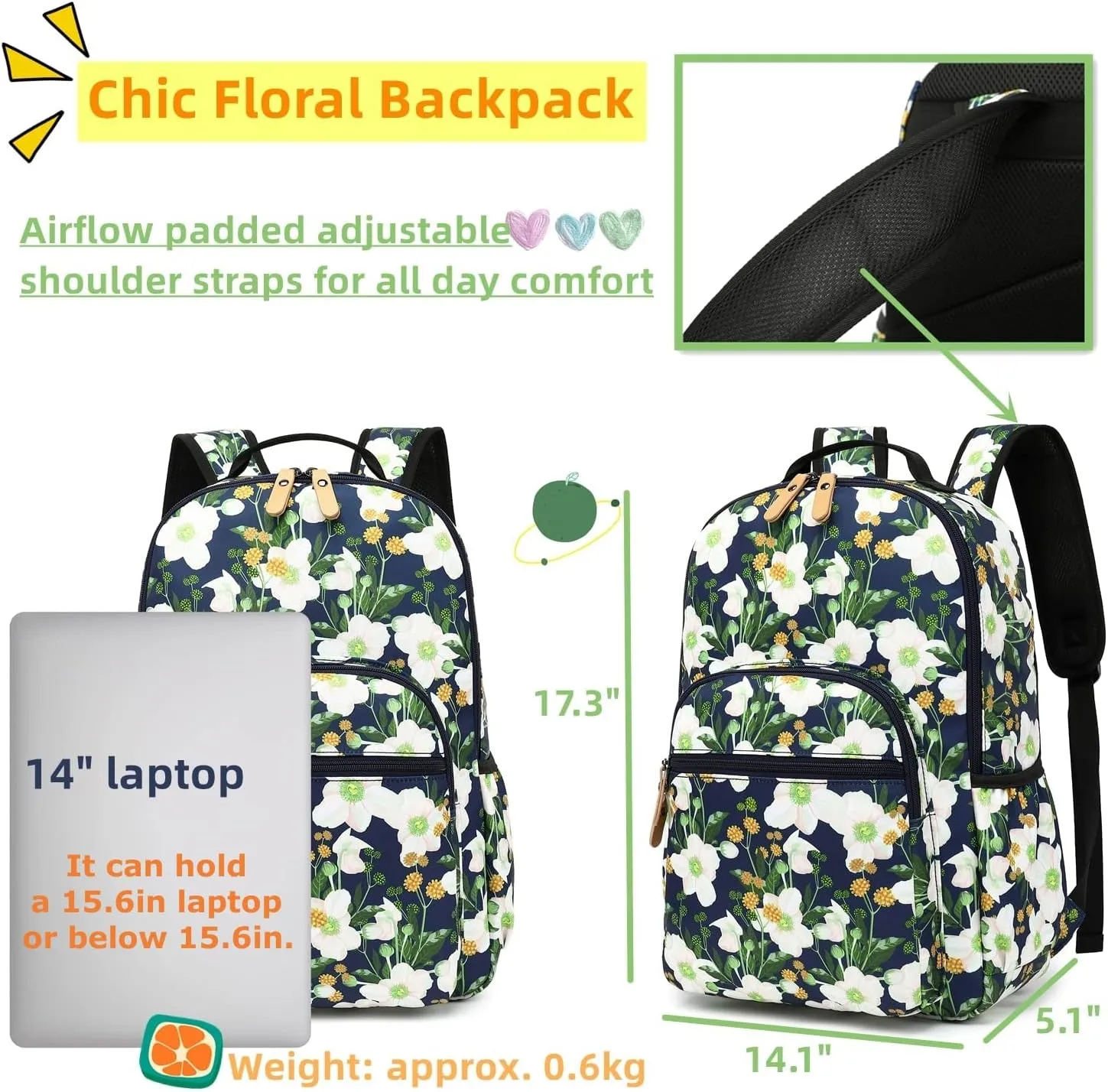 Leaper Water-resistant Floral Backpack Travel Bag bags Satchel