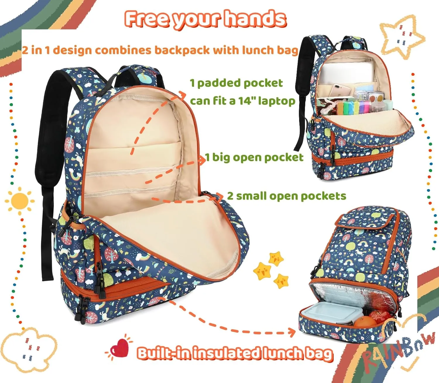 Leaper Water-resistant Floral Backpack Travel Bag bags Satchel