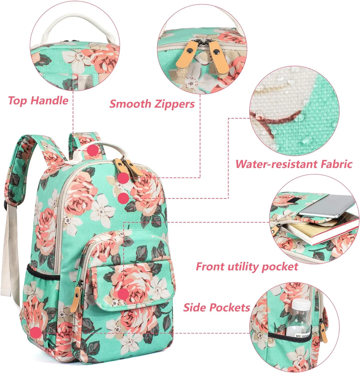 Leaper Water-resistant Floral Backpack Travel Bag bags Satchel