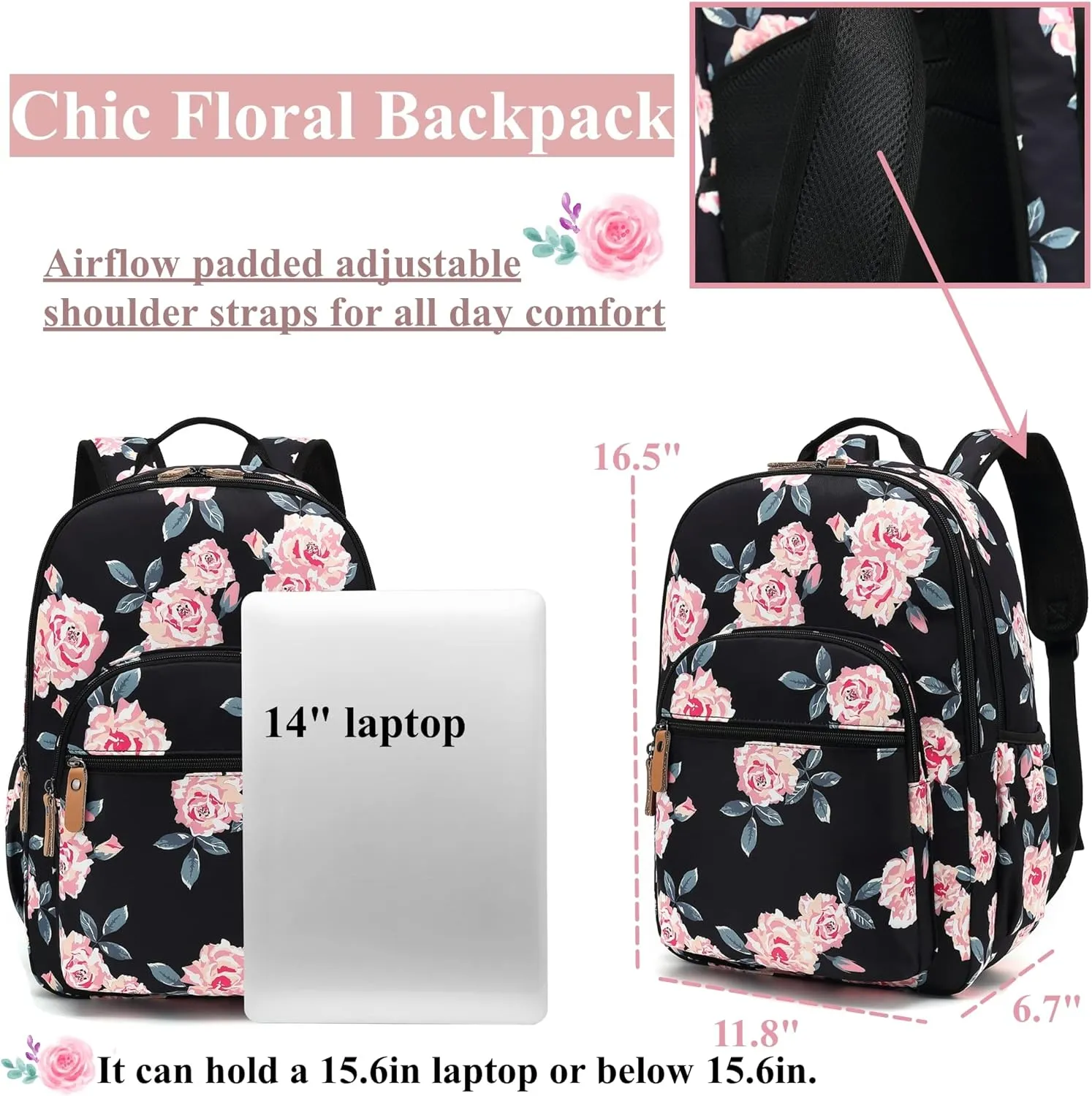 Leaper Water-resistant Floral Backpack Travel Bag bags Satchel
