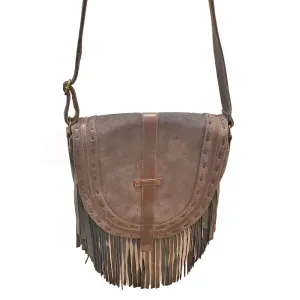 Leather Boho Fringe Suede Tassel Crossbody Bag with Adjustable Shoulder Strap