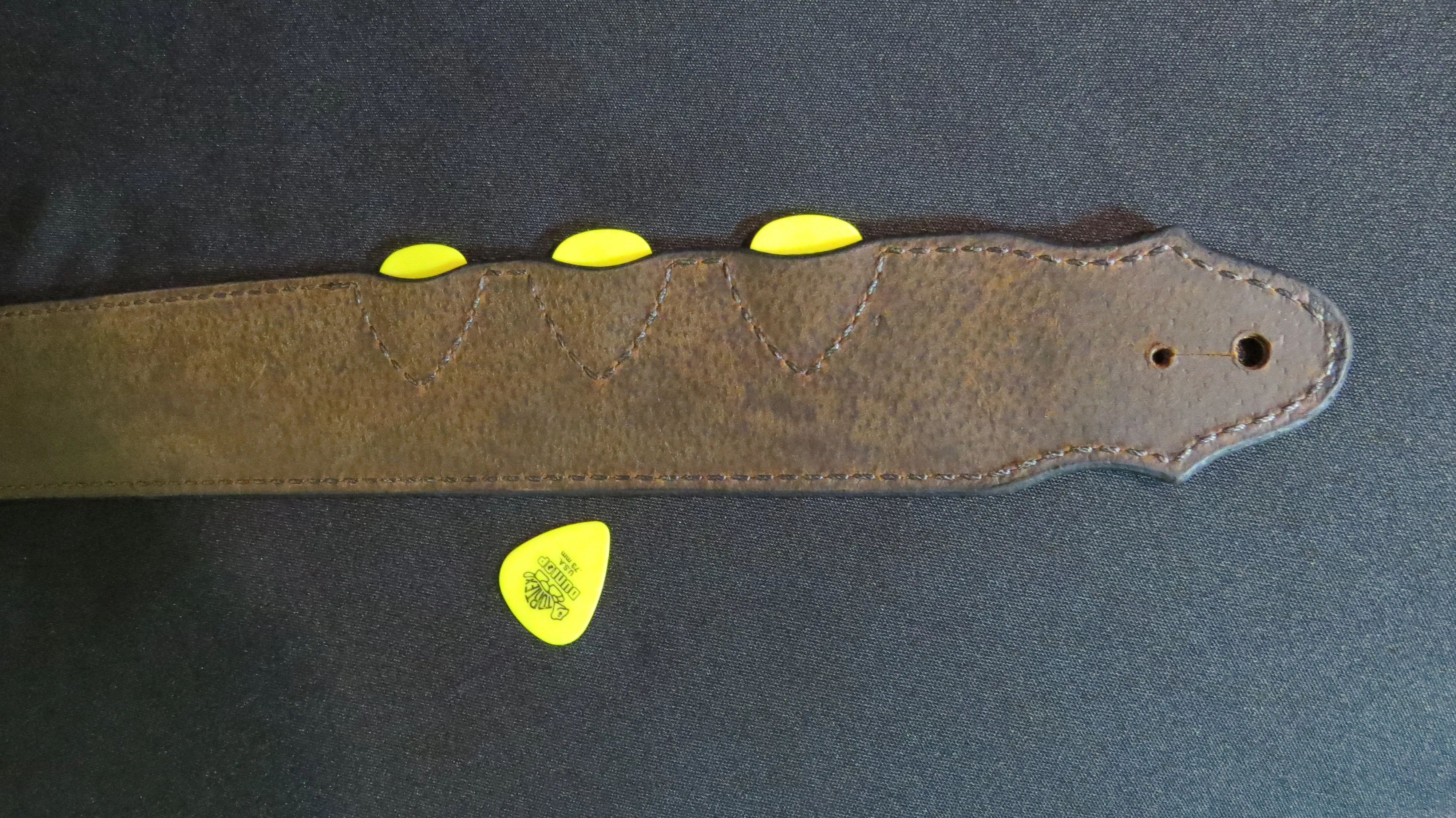 Leather Guitar Strap with Pick Holders 2 1/4" wide