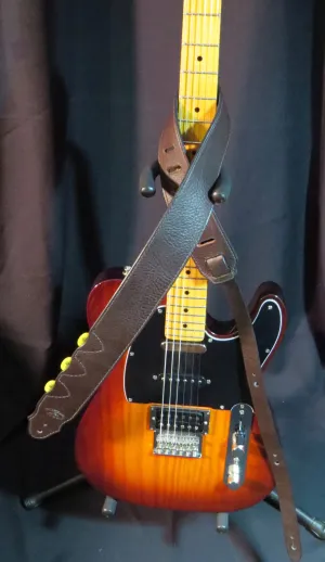 Leather Guitar Strap with Pick Holders 2 1/4" wide