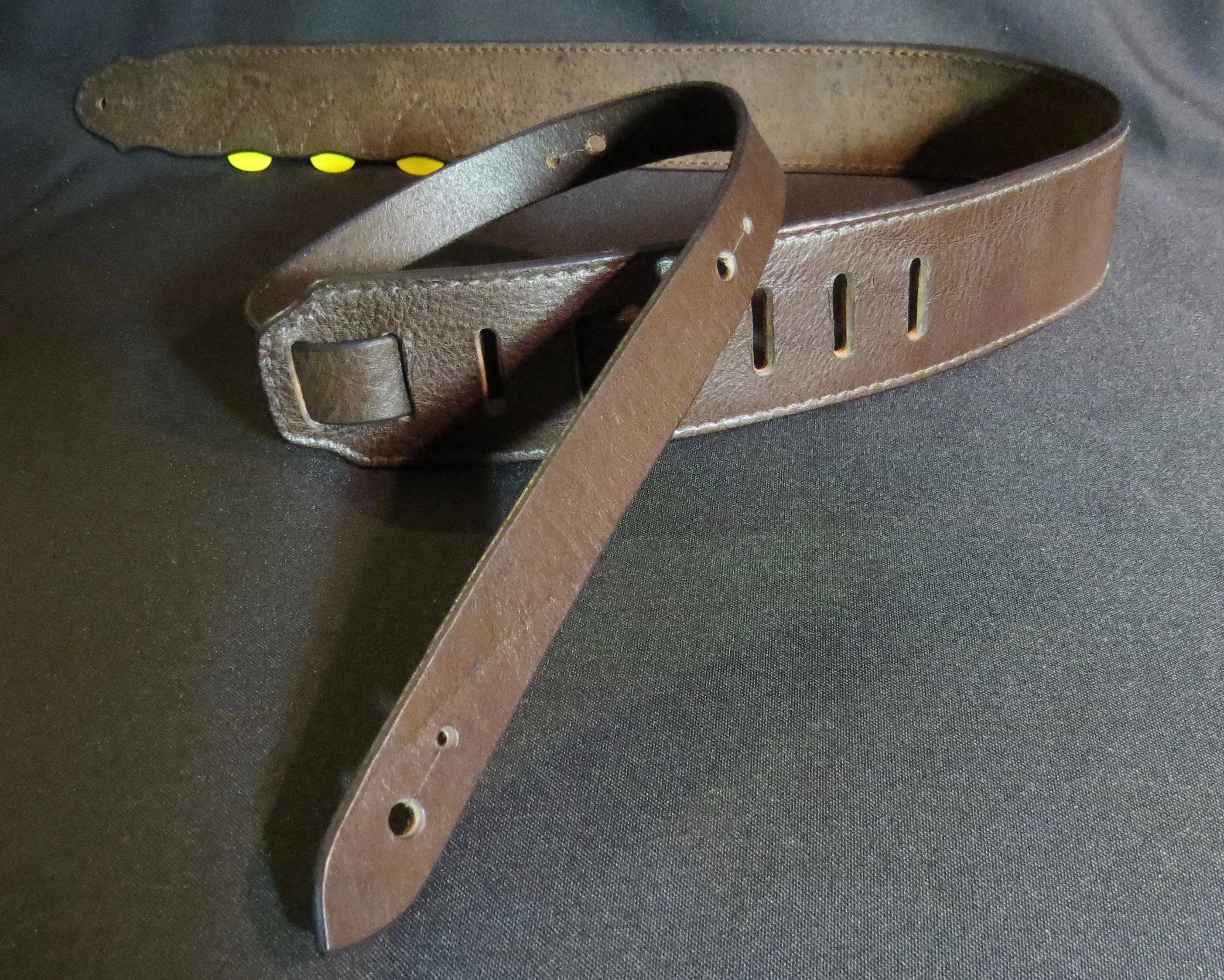 Leather Guitar Strap with Pick Holders 2 1/4" wide
