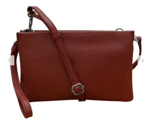 Leather Triple Compartment Clutch - Black