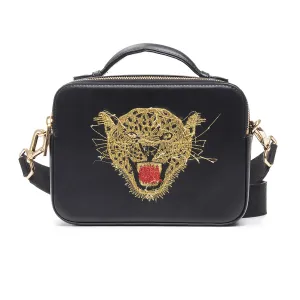 LEOPARD REVERSE EMBROIDERED CROSSBODY BAG