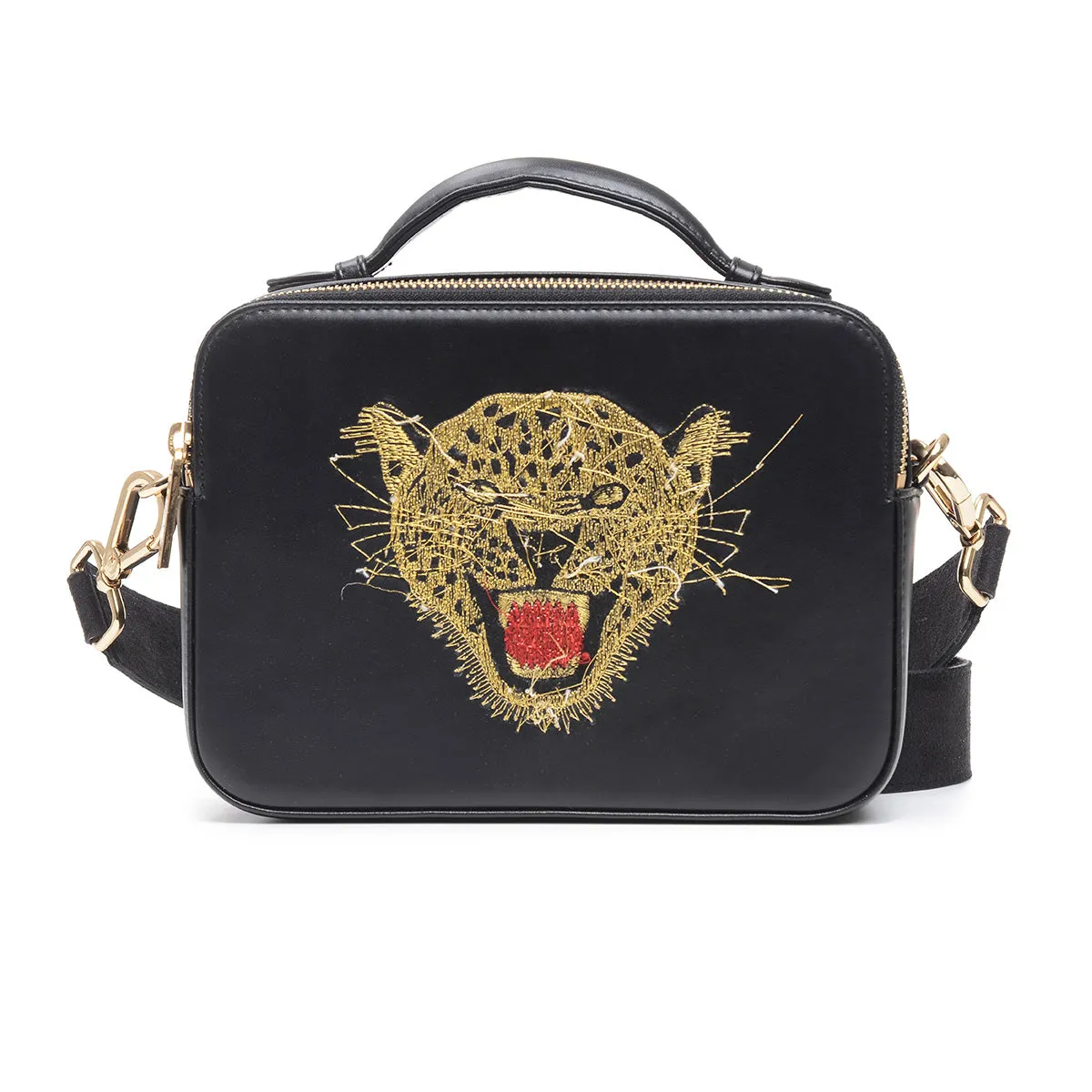 LEOPARD REVERSE EMBROIDERED CROSSBODY BAG