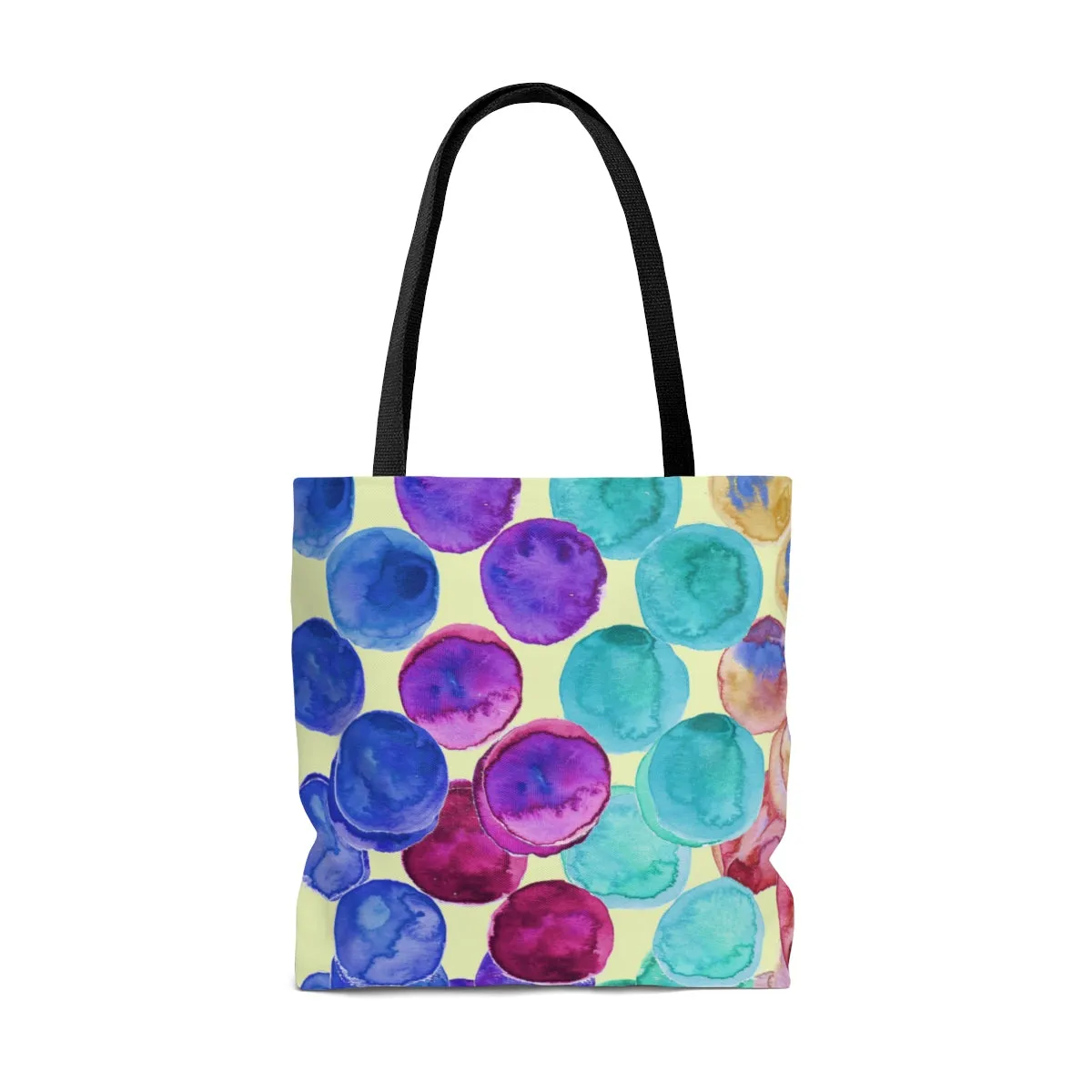 Light Yellow Dots Tote, Colorful Polka Dots Designer Every Day Tote Bag - Made in USA