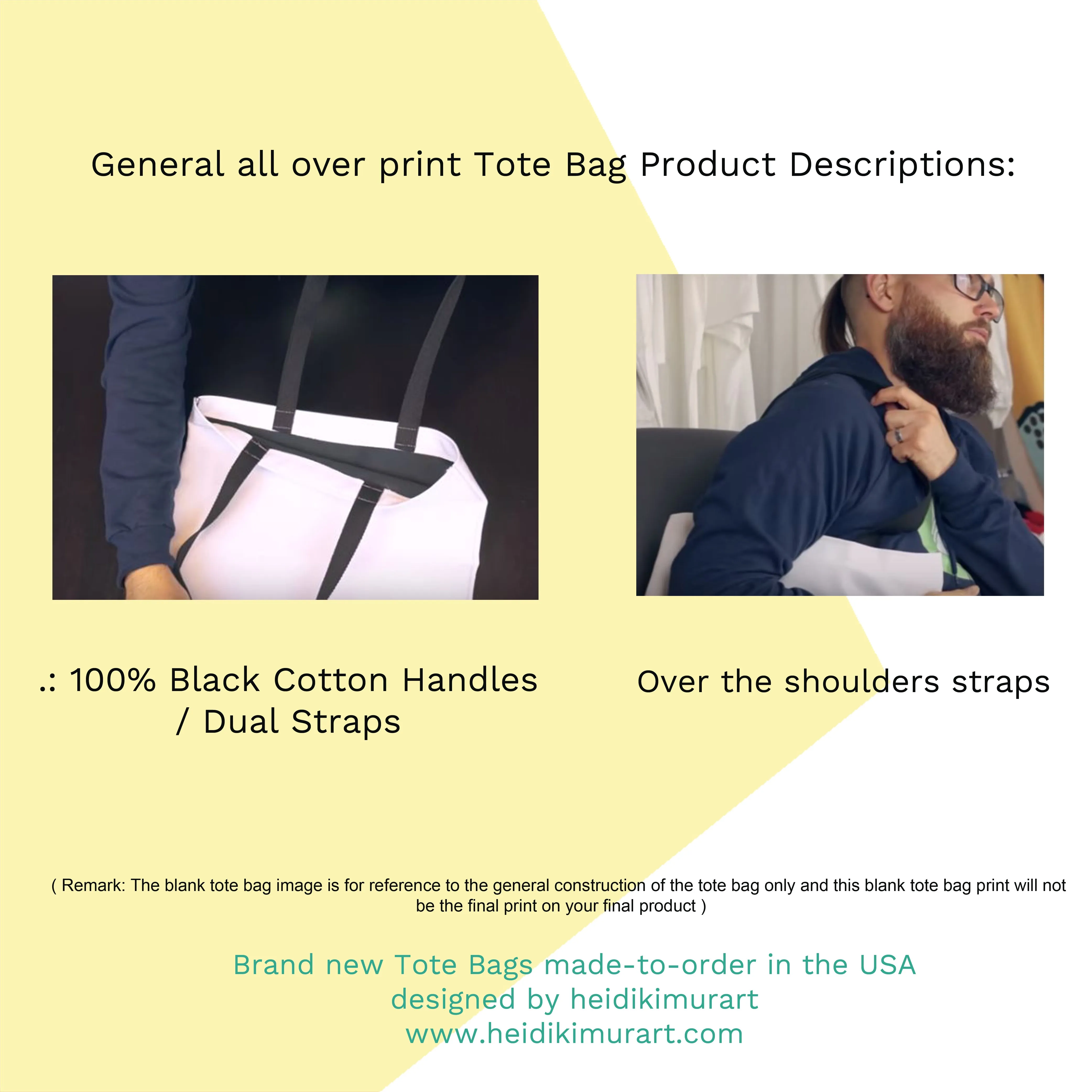 Light Yellow Dots Tote, Colorful Polka Dots Designer Every Day Tote Bag - Made in USA