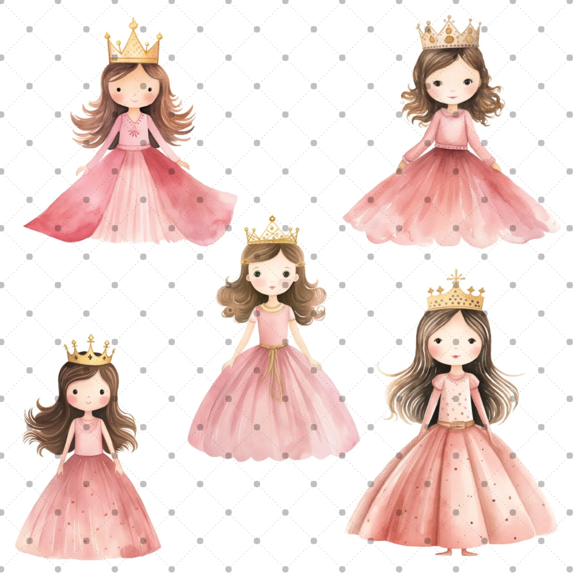 Little Princess Clipart, Watercolor Princess Clipart, Little Princess Ornaments,  Baby Princess, Castle Sublimation Design, Princess Birthday, Fairytale Princes 020