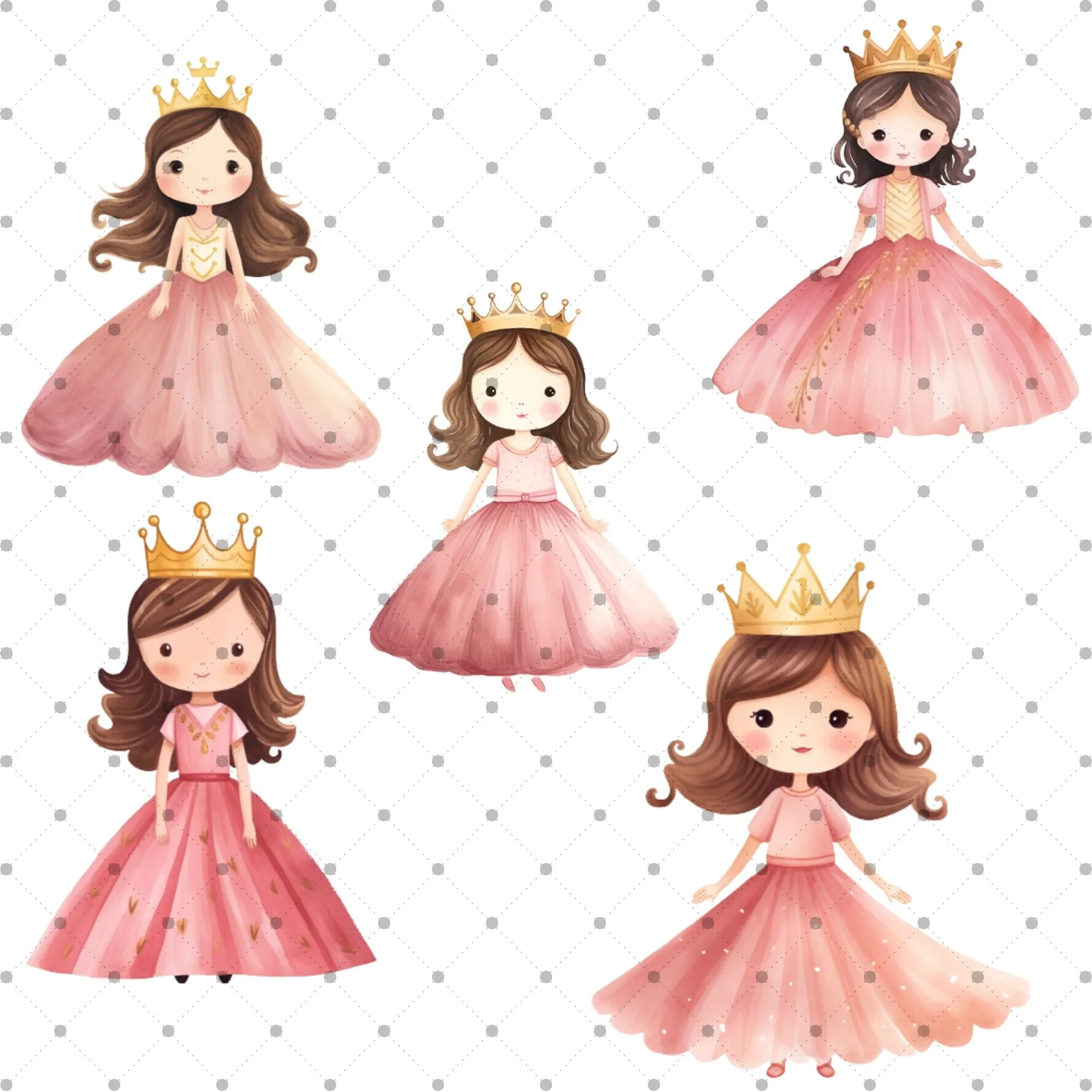 Little Princess Clipart, Watercolor Princess Clipart, Little Princess Ornaments,  Baby Princess, Castle Sublimation Design, Princess Birthday, Fairytale Princes 020