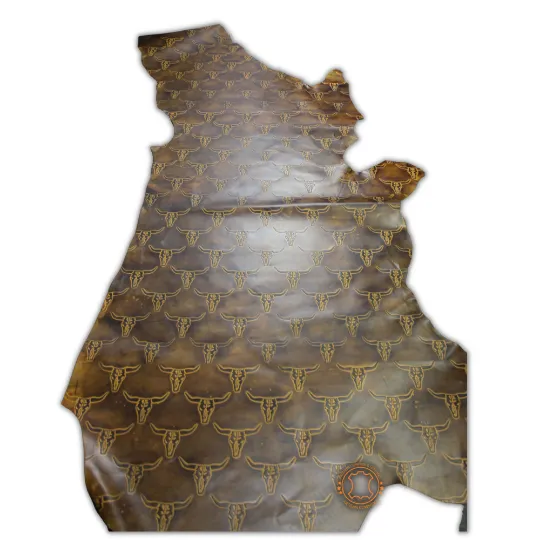 LONGHORN EMBOSSED LEATHER Dark Saddle Tan12"x12 12"x18", 12"x24" Precuts