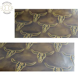 LONGHORN EMBOSSED LEATHER Dark Saddle Tan12"x12 12"x18", 12"x24" Precuts