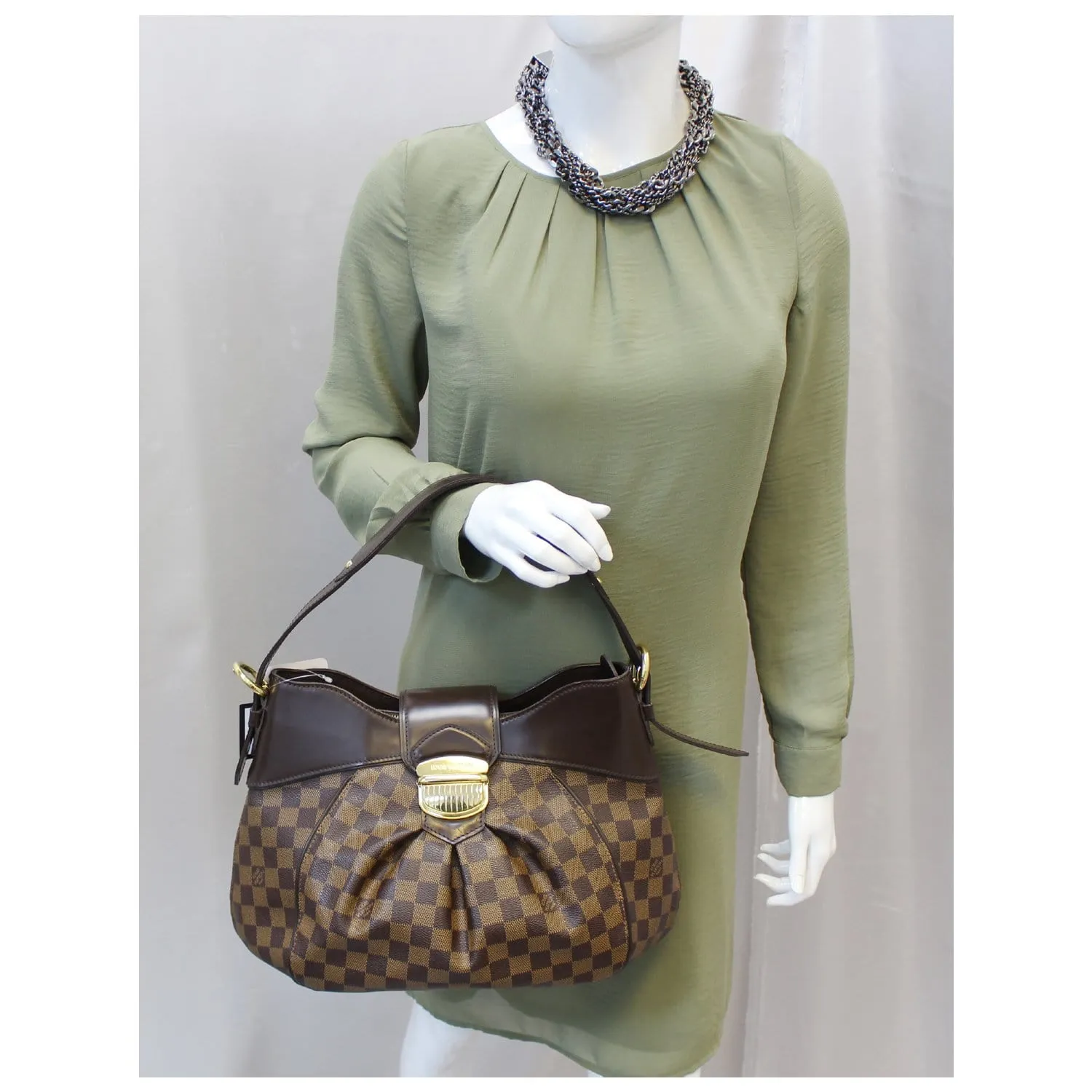 LOUIS VUITTON Damier Ebene Sistina MM Shoulder Bag
