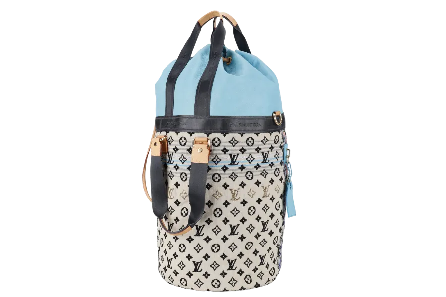 LOUIS VUITTON LIMITED EDITION CHECHE GYPSY BOHEMIAN BAG MONOGRAM BLUE ROUGE SILVER HARDWARE