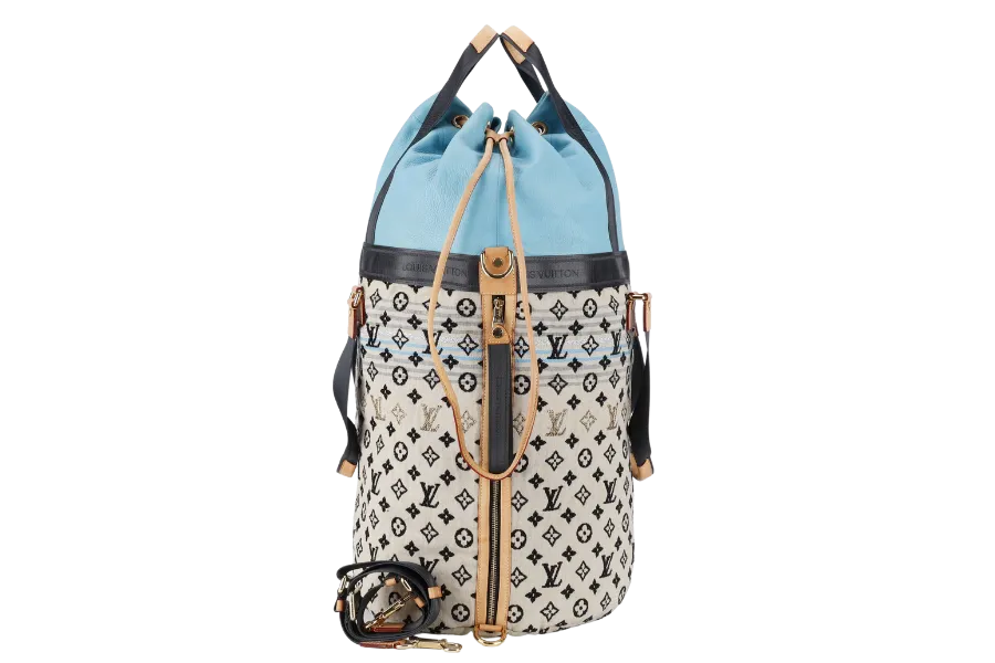 LOUIS VUITTON LIMITED EDITION CHECHE GYPSY BOHEMIAN BAG MONOGRAM BLUE ROUGE SILVER HARDWARE